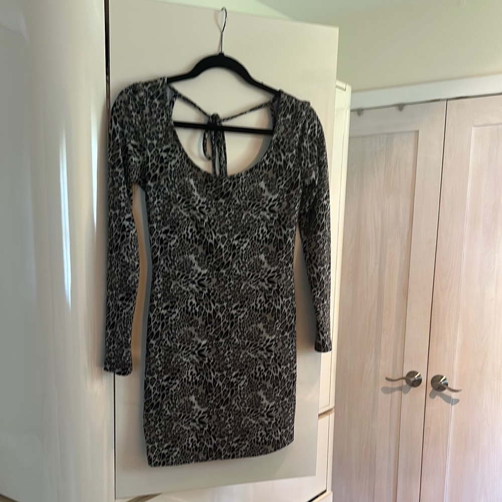 Johnny Martin Black and Silver Sequin Tie Front Bodycon Dress